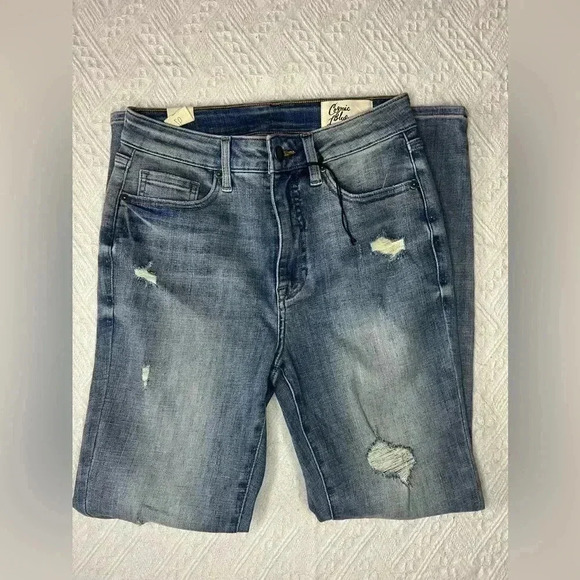 COSMIC BLUE LOVE Distressed Skinny Jeans BNWT size 26 - Picture 2 of 8